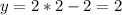 y=2*2-2=2