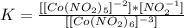 K= \frac{[[Co(NO_{2} )_{5} ]^{-2}]*[NO _{2} ^{-1} ] }{[[Co(NO_{2} )_{6}]^{-3}]}