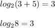 log_2(3+5)=3 \\ \\ log_28=3