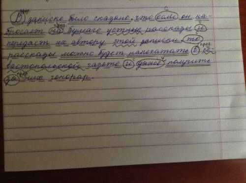 Сделайте синтаксический разбор предложения : в записке было сказано ,что если он набросает на бумаге