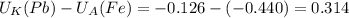 U_{K}(Pb)-U_{A}(Fe)=-0.126-(-0.440)=0.314