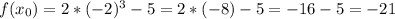 f(x_0)=2*(-2)^3-5=2*(-8)-5=-16-5=-21