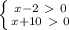 \left \{ {{x-2\ \textgreater \ 0} \atop {x+10\ \textgreater \ 0}} \right.