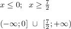 x \leq 0; \ \ x \geq \frac{7}{2} \\ \\ (-\infty; 0] \ \cup \ [\frac{7}{2}; +\infty)