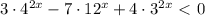 3 \cdot 4^{2x} - 7\cdot 12^x + 4 \cdot 3^{2x} \ \textless \ 0