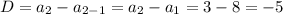 D=a_2-a_{2-1}=a_2-a_1=3-8=-5