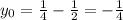 y_{0}=\frac{1}{4}-\frac{1}{2}=-\frac{1}{4}