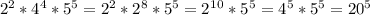 2^2*4^4*5^5=2^2*2^8*5^5=2^1^0*5^5 = 4^5*5^5=20^5