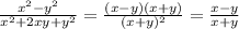 \frac{x^2-y^2}{x^2+2xy+y^2} = \frac{(x-y)(x+y)}{(x+y)^2} = \frac{x-y}{x+y}