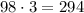 98\cdot3=294