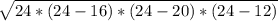 \sqrt{24*(24-16)*(24-20)*(24-12)}