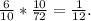 \frac{6}{10} * \frac{10}{72}= \frac{1}{12}.