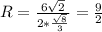 R = \frac{6\sqrt{2}}{2*\frac{\sqrt{8}}{ 3 } } = \frac{9}{2}