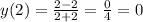 y(2)=\frac{2-2}{2+2}=\frac{0}4=0