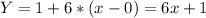 Y=1+6*(x-0)=6x+1