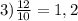 3) \frac{12}{10}=1,2