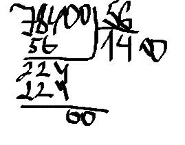Решить в sтолбик, пример 78400подилить на 56)) )