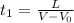 t_1= \frac{L}{V-V_0}