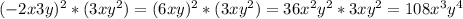 (-2x3y)^2*(3xy^2)=(6xy)^2*(3xy^2)=36x^2y^2*3xy^2=108x^3y^4