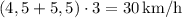 (4,5+5,5)\cdot3=30\,\text{km/h}