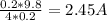 \frac{0.2*9.8}{4*0.2} = 2.45 A