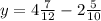 y=4\frac{7}{12} -2 \frac{5}{10}