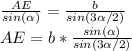 \frac{AE}{sin( \alpha )} = \frac{b}{sin(3 \alpha /2)} \\ AE=b* \frac{sin( \alpha )}{sin(3 \alpha /2)}