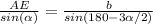 \frac{AE}{sin( \alpha )} = \frac{b}{sin(180-3 \alpha /2)}