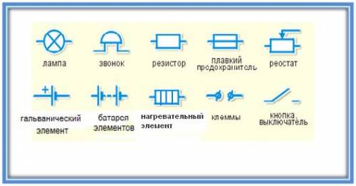 Как обозначают в электрической схеме следующие элементы цепи ?