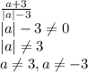 \frac{a+3}{|a|-3} \\ |a|-3 \neq 0 \\ |a| \neq 3 \\ a \neq 3,a \neq -3