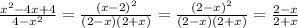 {x^2-4x+4 \over 4-x^2} = {(x-2)^2 \over (2-x)(2+x)} = {(2-x)^2 \over (2-x)(2+x)} = {2-x \over 2+x}