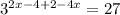 3^{2x-4+2-4x}=27