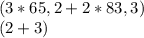 (3*65,2+2*83,3) \\ (2+3)