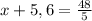 x + 5,6 = \frac{48}{5}