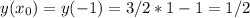 y(x_0)=y(-1)=3/2*1-1=1/2