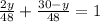 \frac{2y}{48} + \frac{30-y}{48} =1