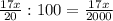 \frac{17x}{20}:100= \frac{17x}{2000}