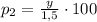 p_2= \frac{y}{1,5} \cdot 100