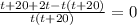 \frac{t+20+2t-t(t+20)}{t(t+20)}=0