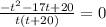 \frac{-t^2-17t+20}{t(t+20)}=0