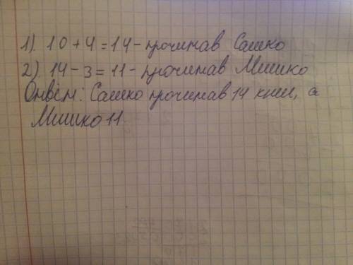 За літо олег прочитав 10 книг, а сашко на 4 книги більше,ніж олег, а мишко на 3 книги менше,ніж сашк