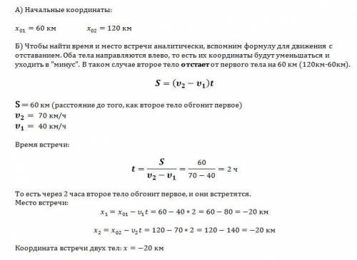 На оси координат показаны тела и их скорости . а) определить начальные координаты первого и второго