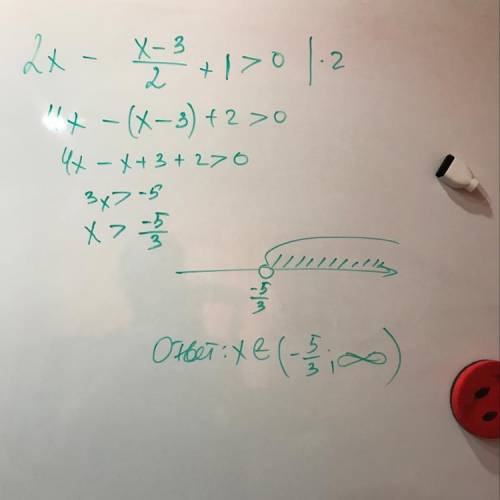 2x - \frac{x - 3}{2} + 1 > 0