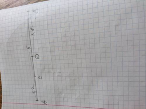 А)на отрезке ab отмечены точки c и d. найдите длину отрезка ad, если ac=1,2 см, bc=5см, bd=3,8 см.б)