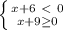 \left \{ {{x+6\ \textless \ 0} \atop {x+9 \geq 0}} \right.