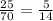 \frac{25}{70}= \frac{5}{14}