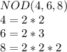 NOD(4,6,8)\\4=2*2\\6=2*3\\8=2*2*2