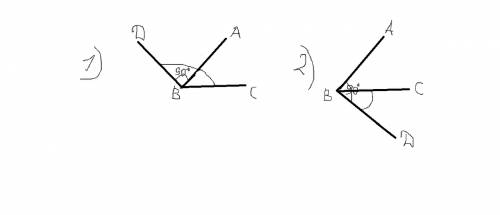 Начертите острый угол abc. проведите луч bd так,чтобы угол abd был прямым,а угол cbd 1)тупым.2)остры