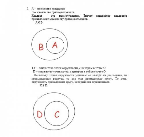 Запишите с обозначений соотношение между данными множествами: 1) а-множество квадратов,а в-множество