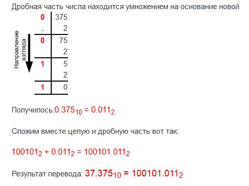 Переведите в двоичную систему число 37,375.